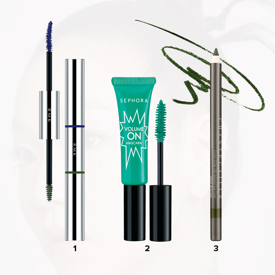 RMK W 컬러 마스카라 04, 세포라 컬렉션 마스카라 볼륨 온 그린 온, 샹테카이 러스터 글라이드 실크 인퓨즈드 아이라이너 올리브 브로케이드