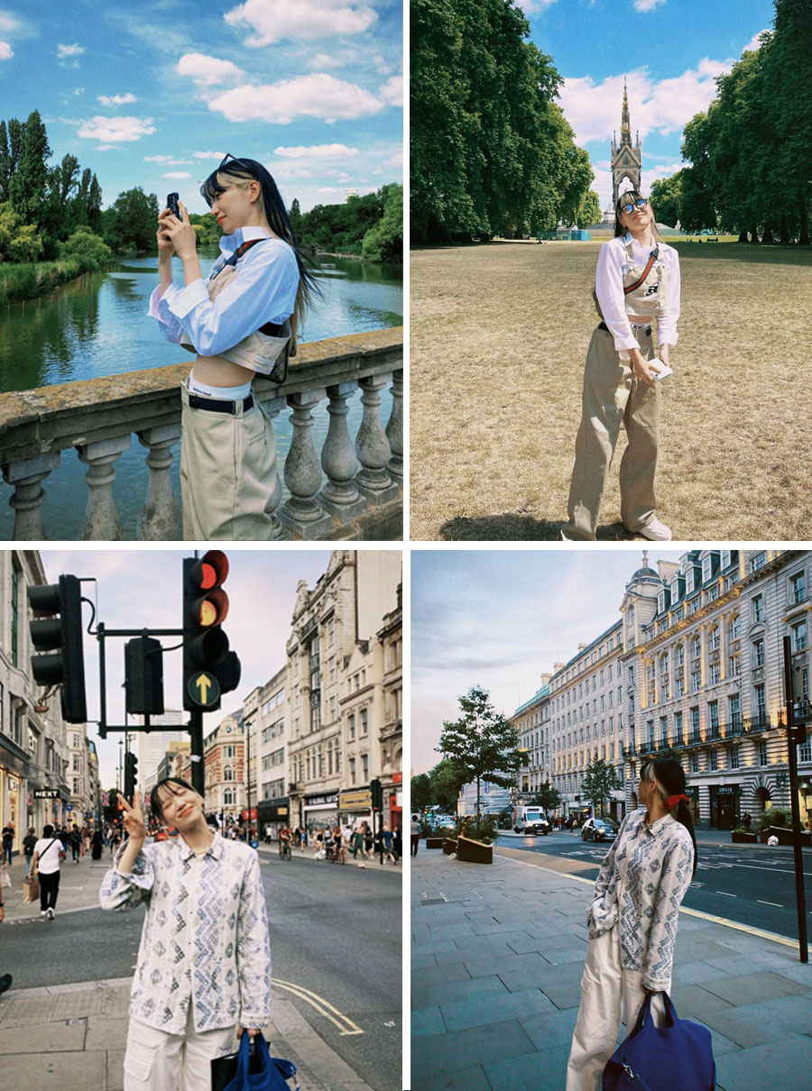 댄서 바다의 인스타그램 속 런던 여행 룩