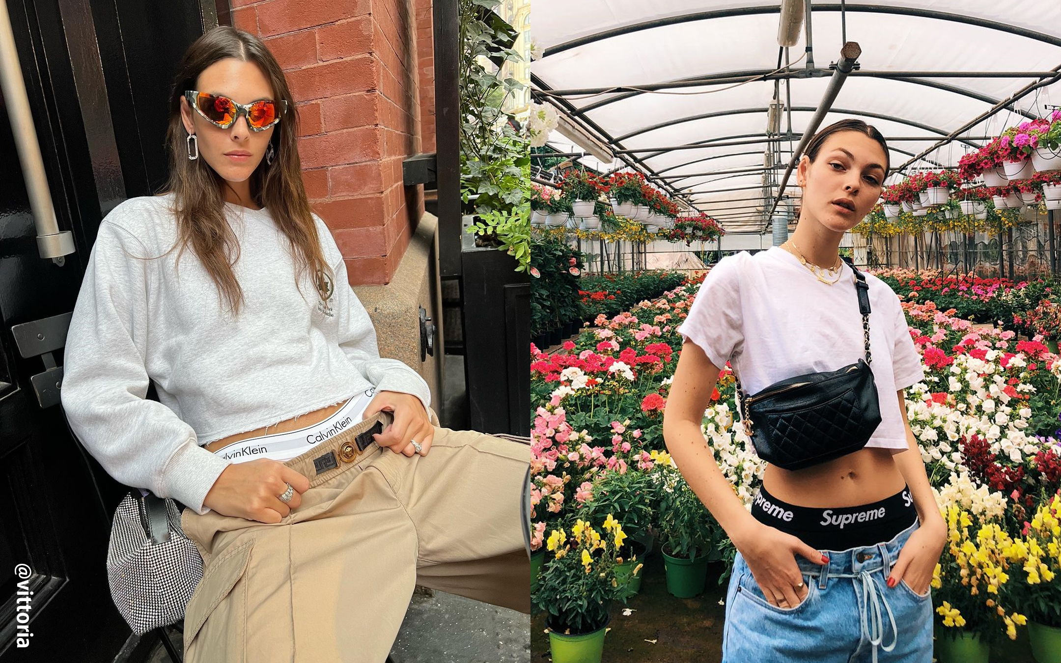 기본 스타일링에 팬티 노출 패션을 선보이는 비토리아 세레