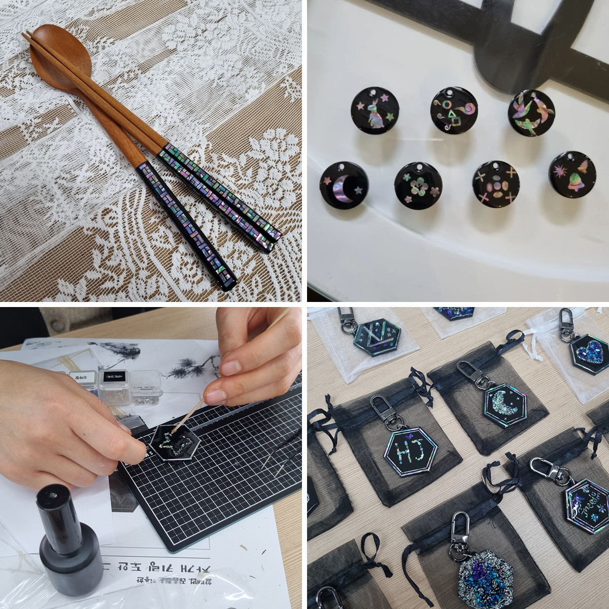 자개 아이템을 만들기 위한 원데이 클래스 모습