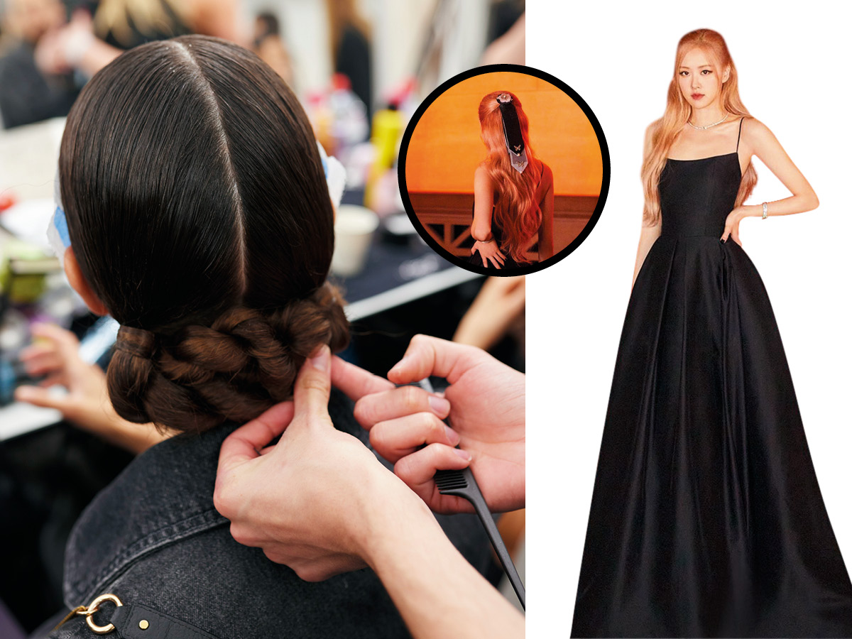 긴 댕기 머리를 연출한 로제의 모습