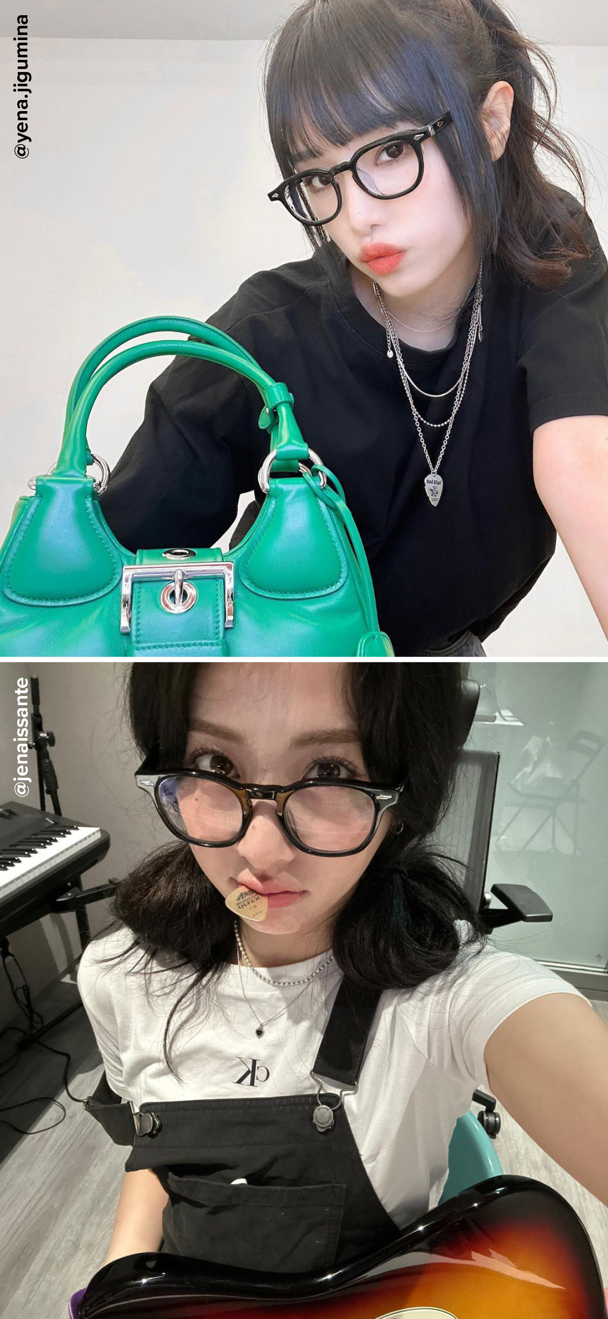 동그란 뿔테를 쓴 허윤진과 예나