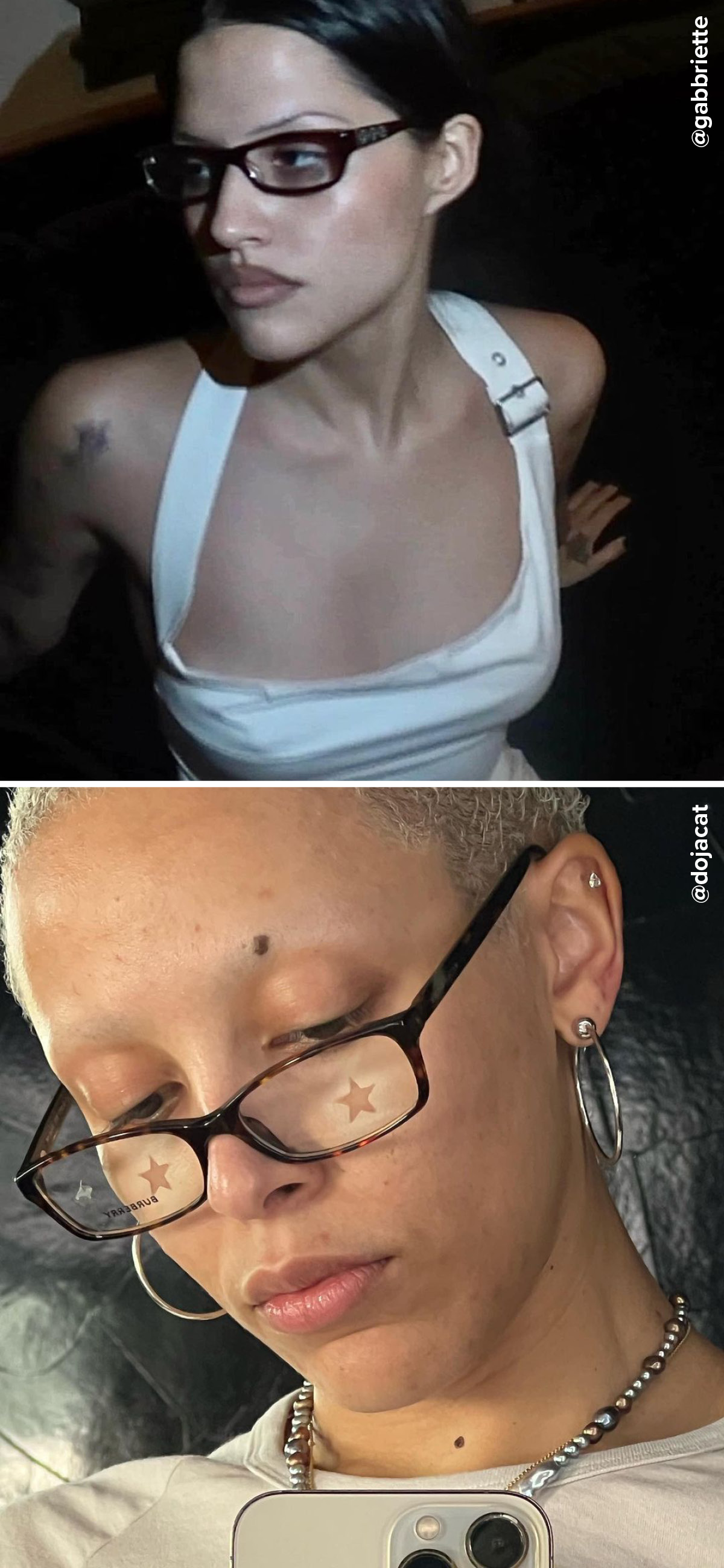 네모난 뿔테를 쓴 도자캣과 가브리에뜨