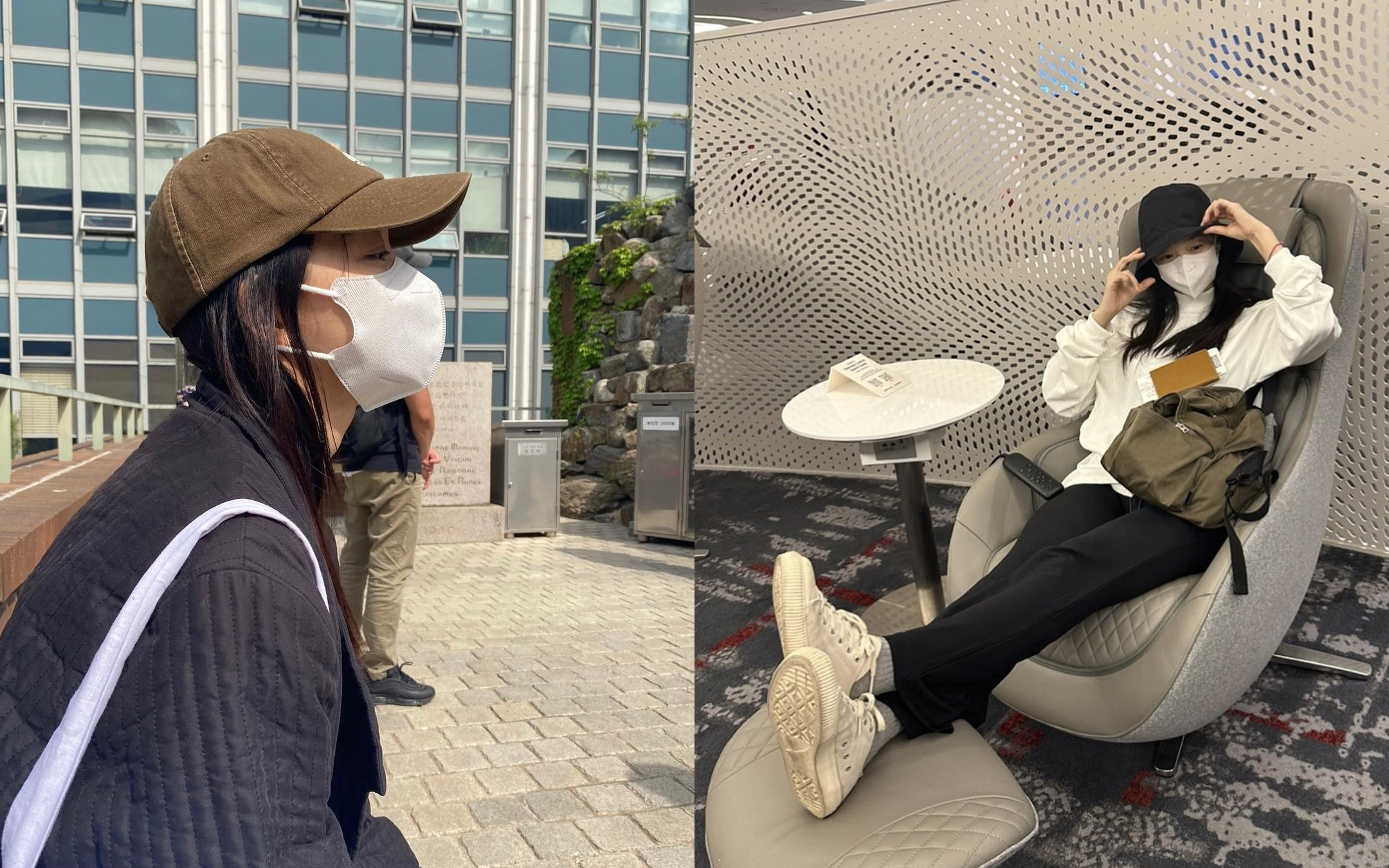 모자를 착용한 신민아