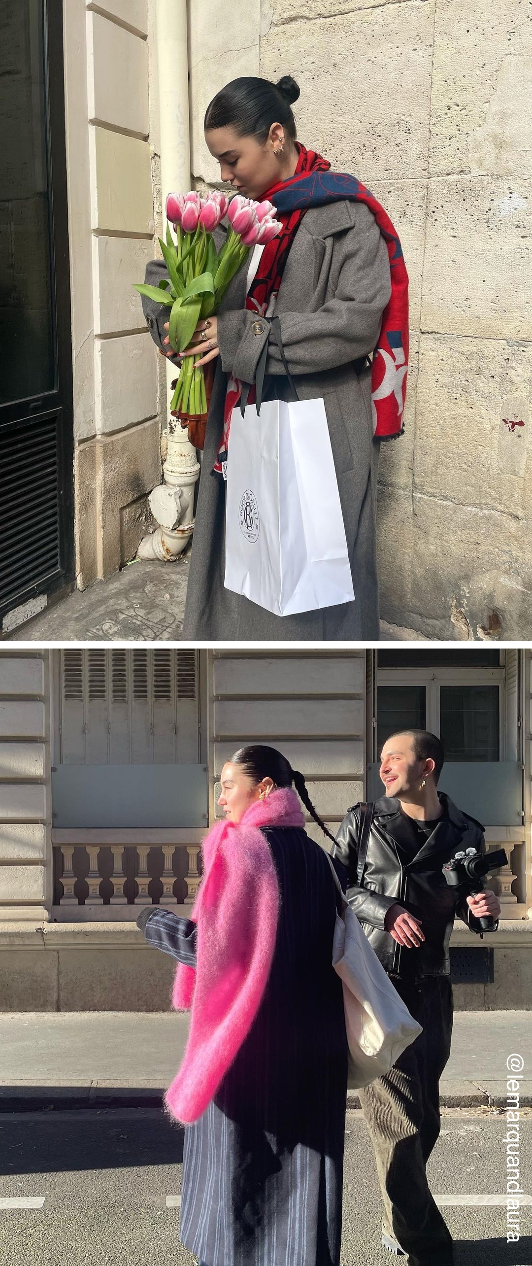 로라의 컬러 머플러 스타일링