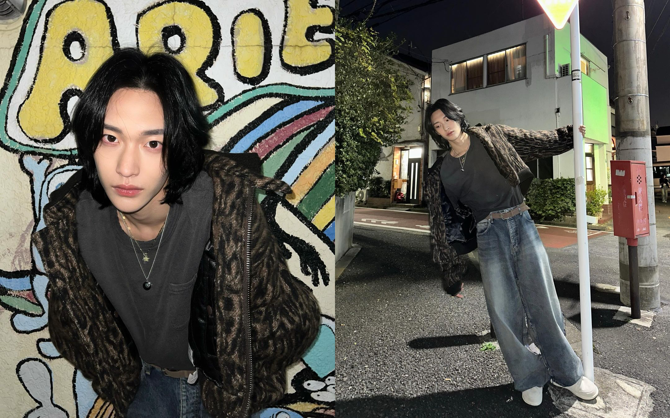 원빈의 미모로 완성한 레오파드 점퍼 스타일