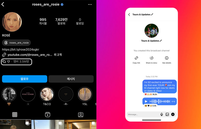 인스타그램 공지 채널 이미지