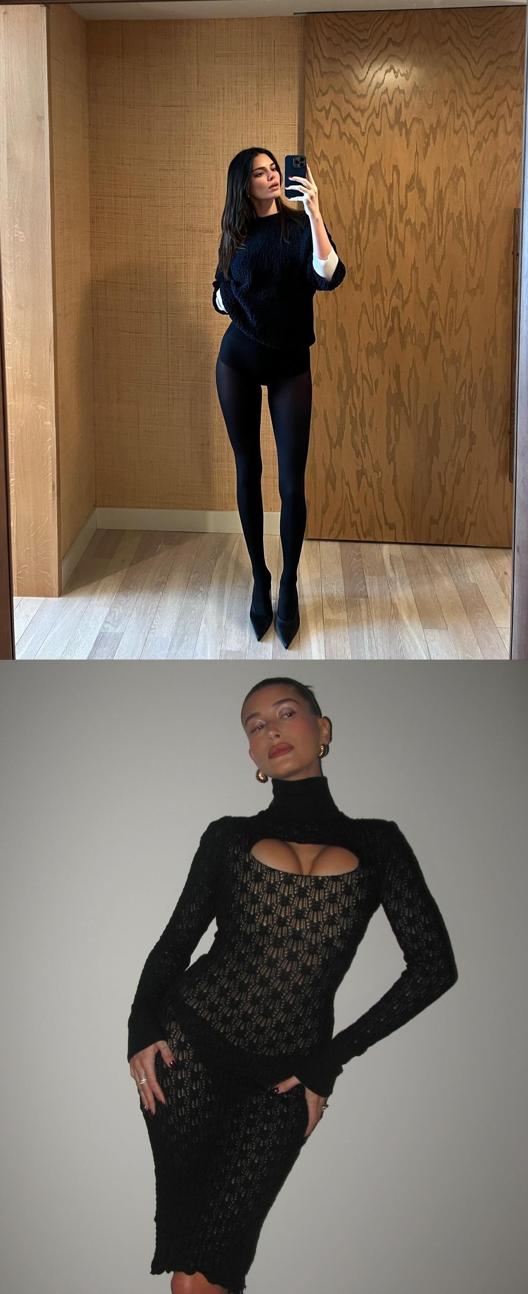 팬츠리스 룩을 선보인 켄달제너와 헤일리비버