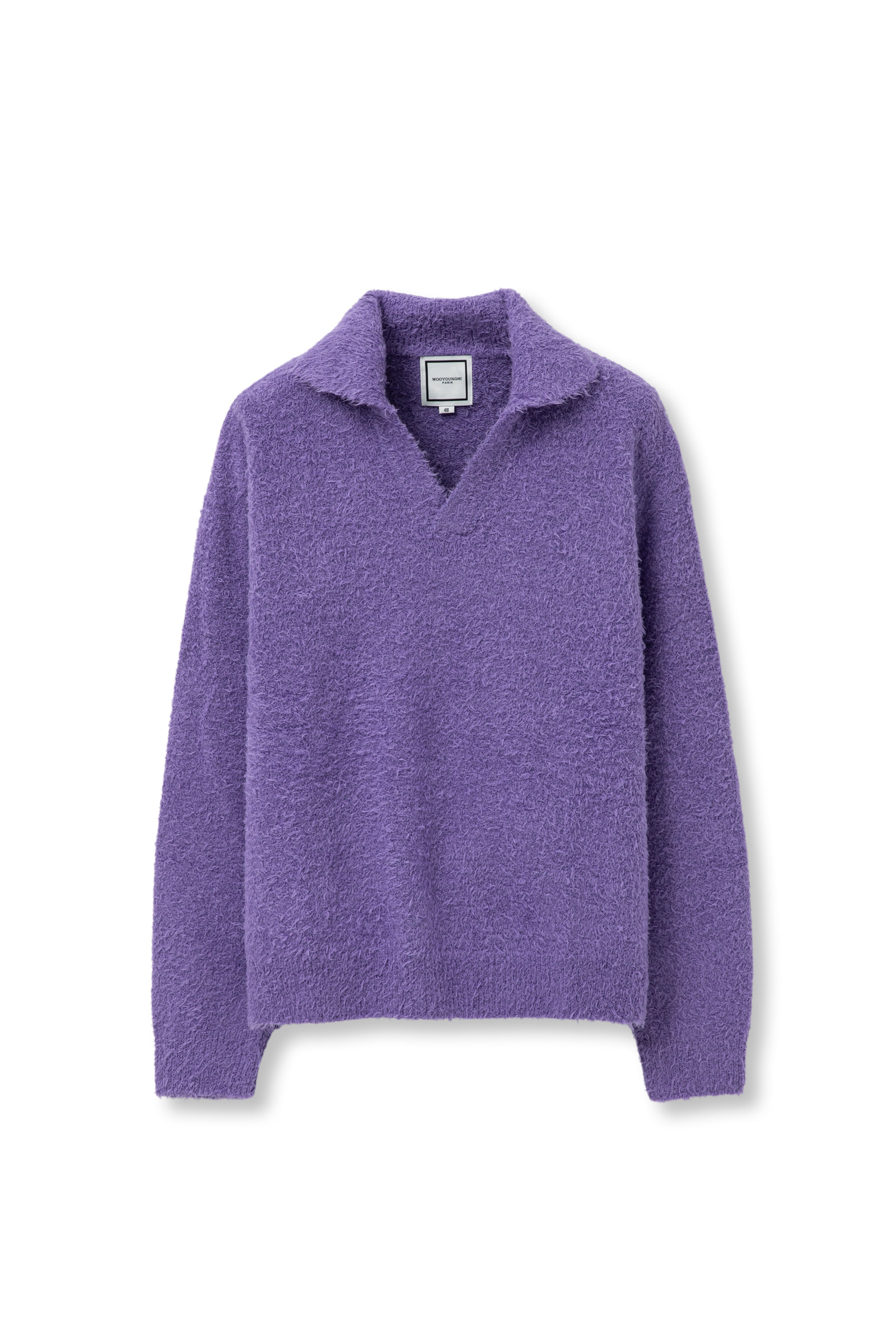 우영미 바이올렛 칼라 헤어리 스웨터