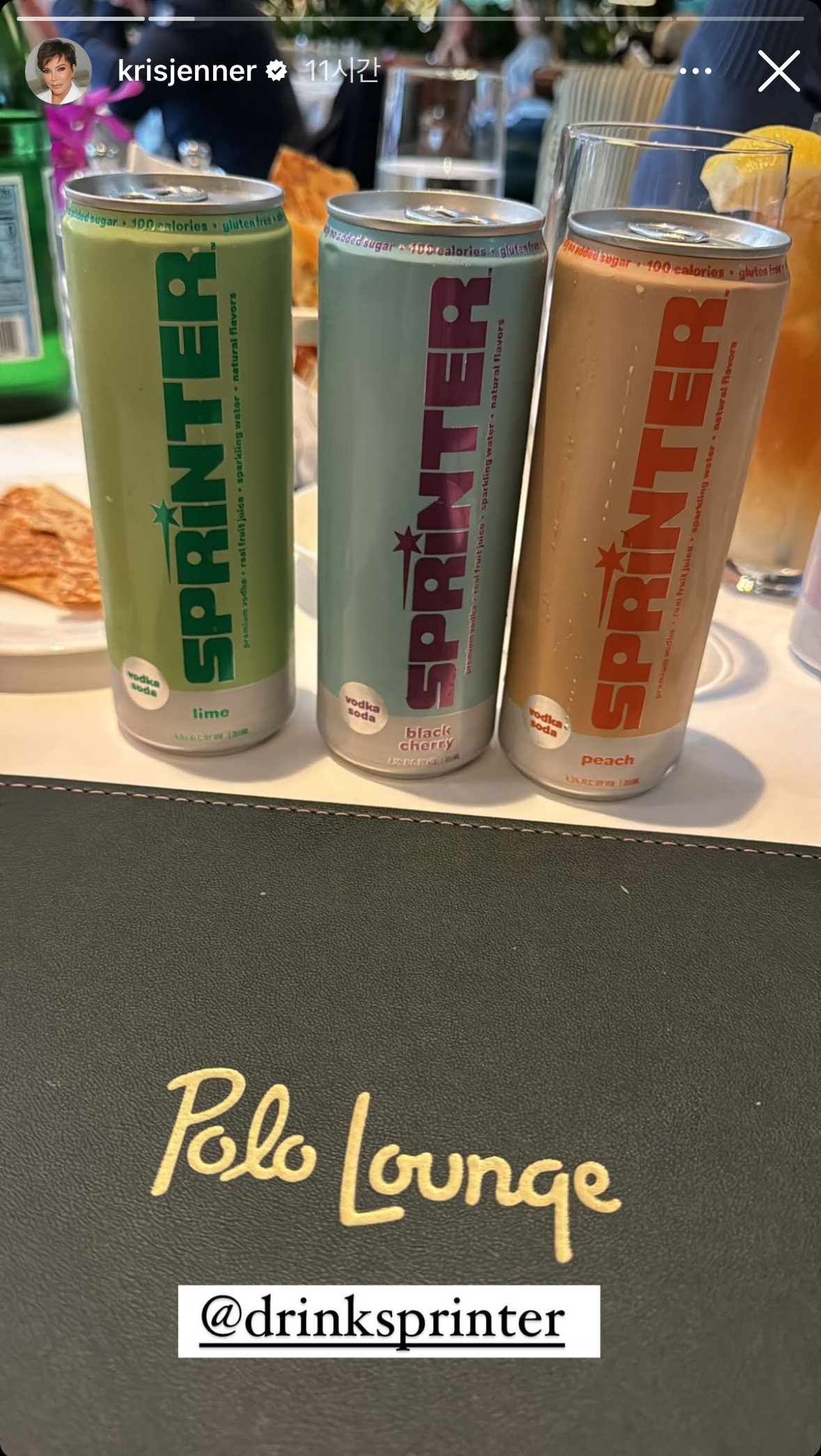 미국 론칭을 앞둔 프리미엄 보드카 ‘스프린터(Sprinter)'를 소개하는 크리스 제너의 인스타그램 스토리