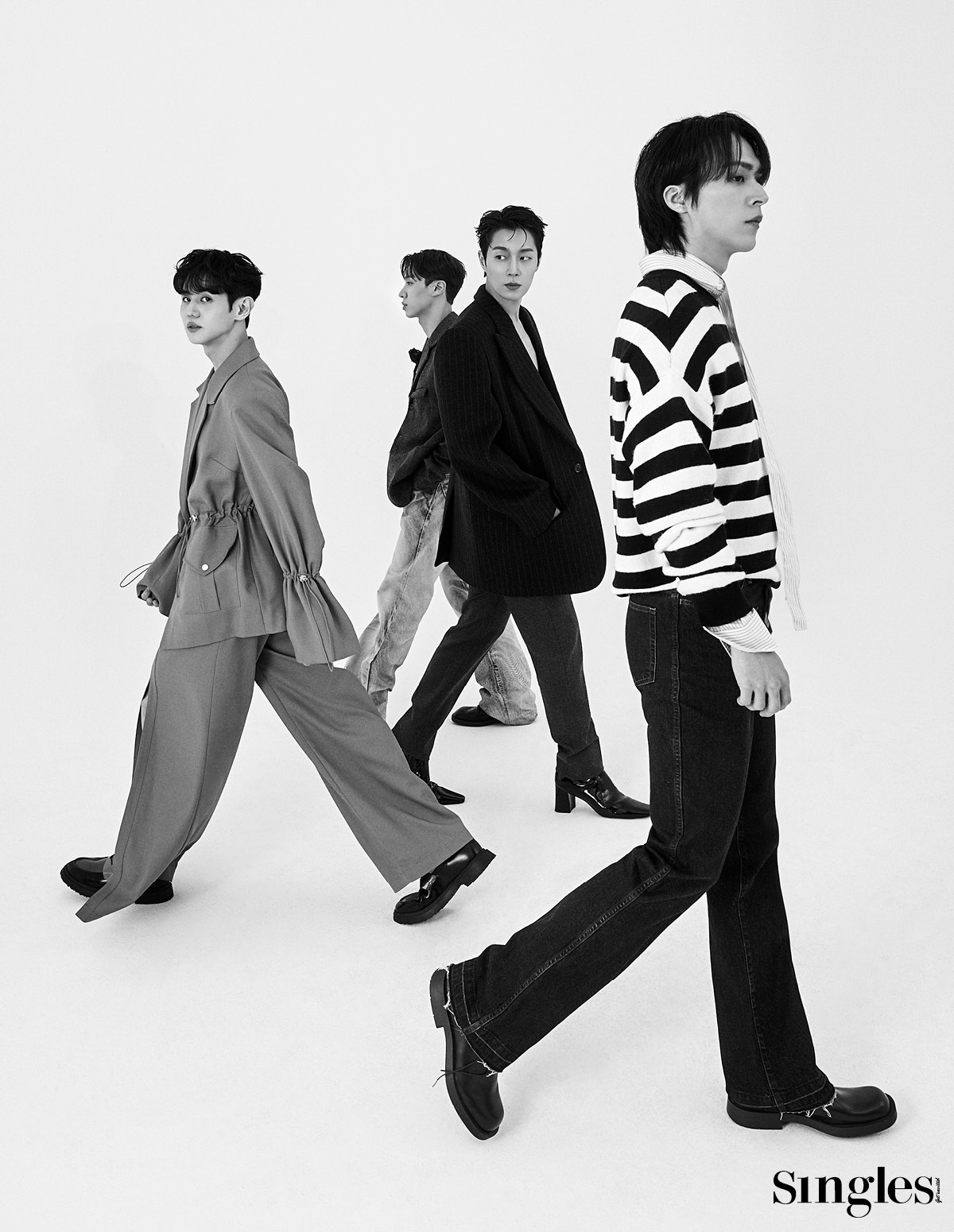 하이라이트윤두준, 양요섭, 이기광, 손동운의 싱글즈 화보. 하이라이트, 하이라이트 윤두준, 하이라이트 양요섭, 하이라이트 이기광, 하이라이트 손동운, 싱글즈