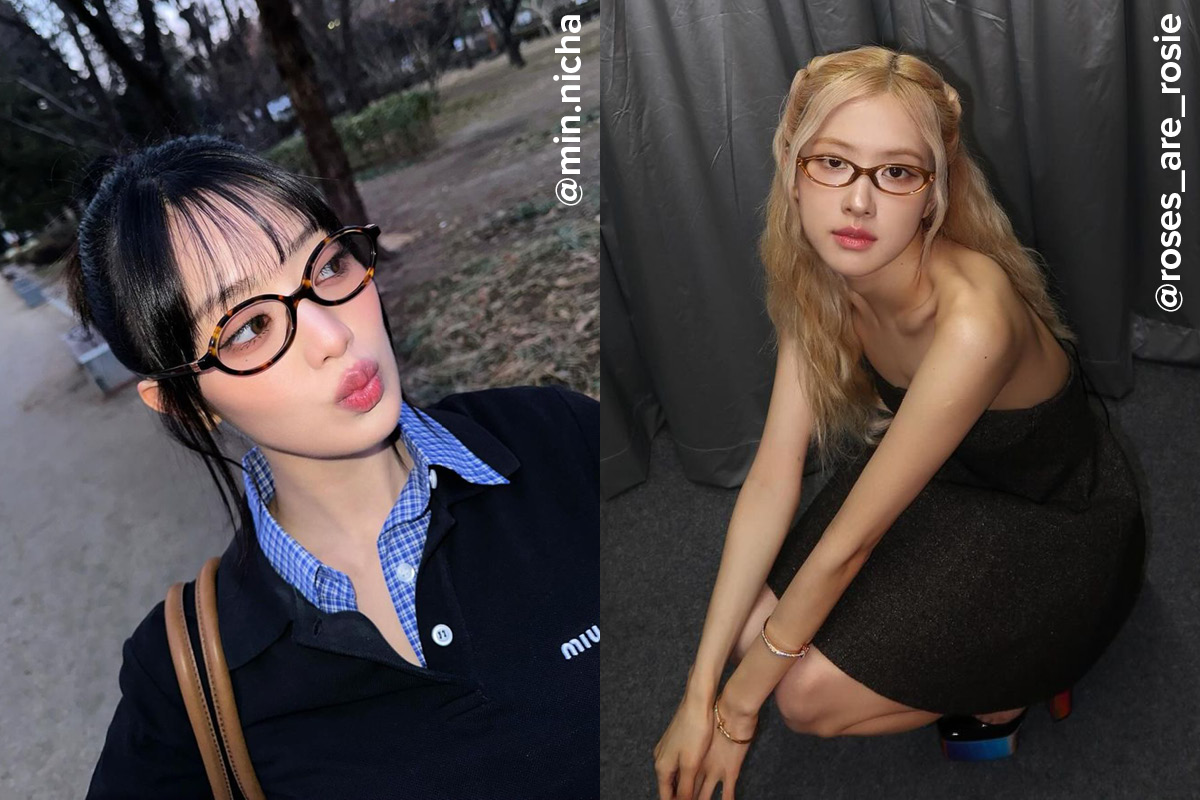 아이들 민니와 블랙핑크 로제의 브라운 뿔테 안경