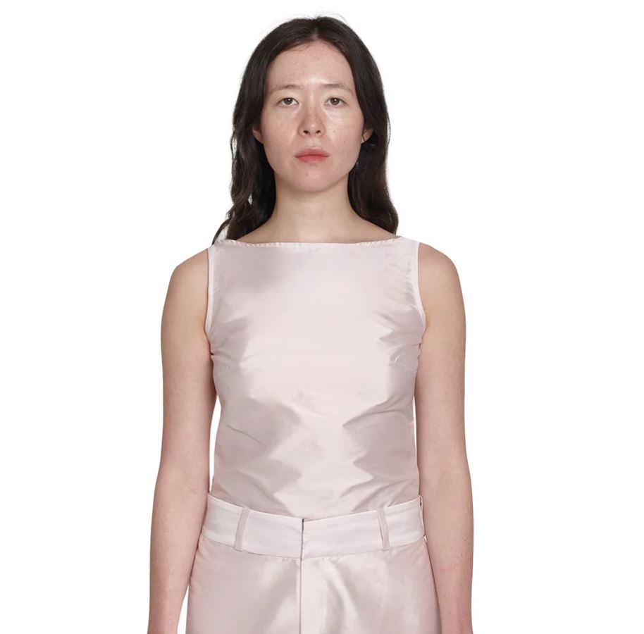 coa-nyc 핑크 실크 스리브리스 톱