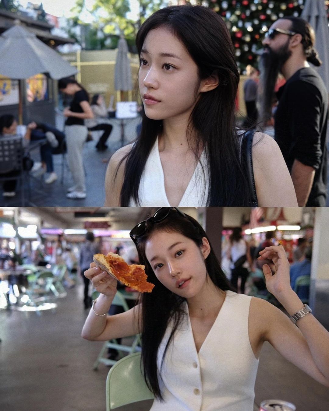 노윤서 화이트 베스트 패