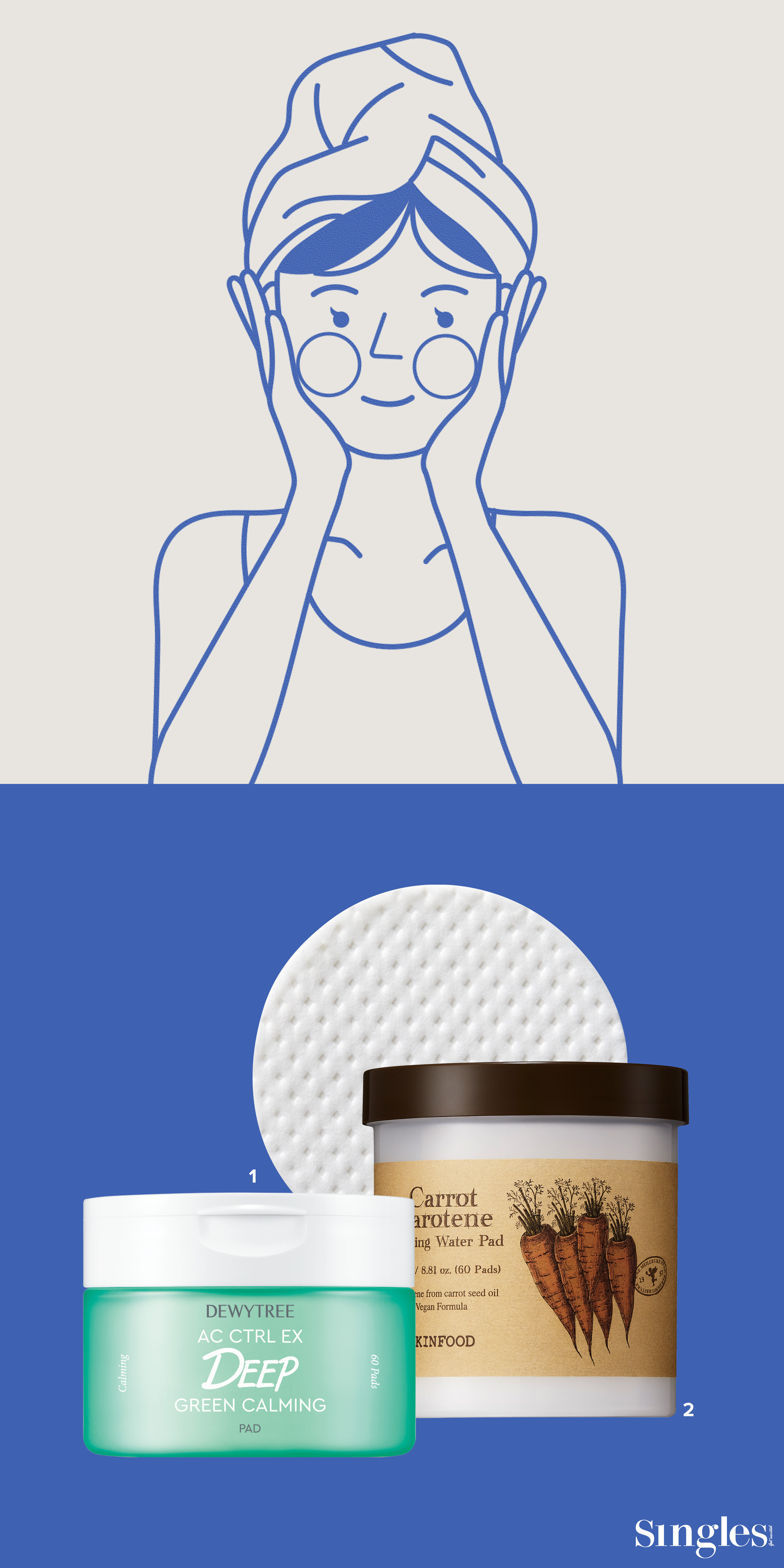 듀이트리 AC 컨트롤 딥 그린 카밍 패드, 스킨푸드 캐롯 카로틴 카밍 워터 패드