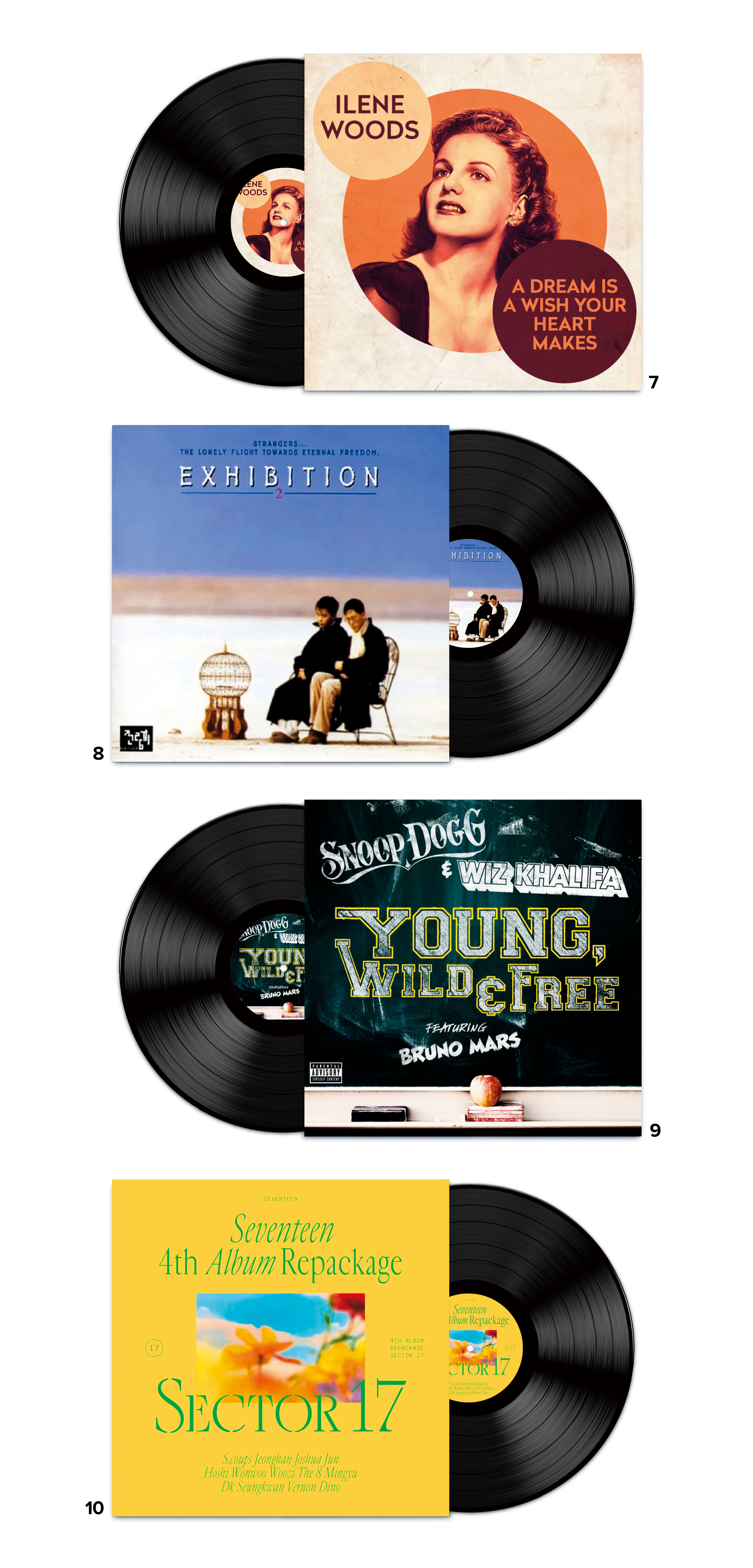 라이프스타일, 음악, 캐롤, Ilene Woods, A Dream is a Wish Your Heart Makes, 전람회, 취중진담, Snoop Dogg & Wiz Khalifa, Young, Wild and Free (ft. Bruno Mars), 세븐틴, 돌고 돌아