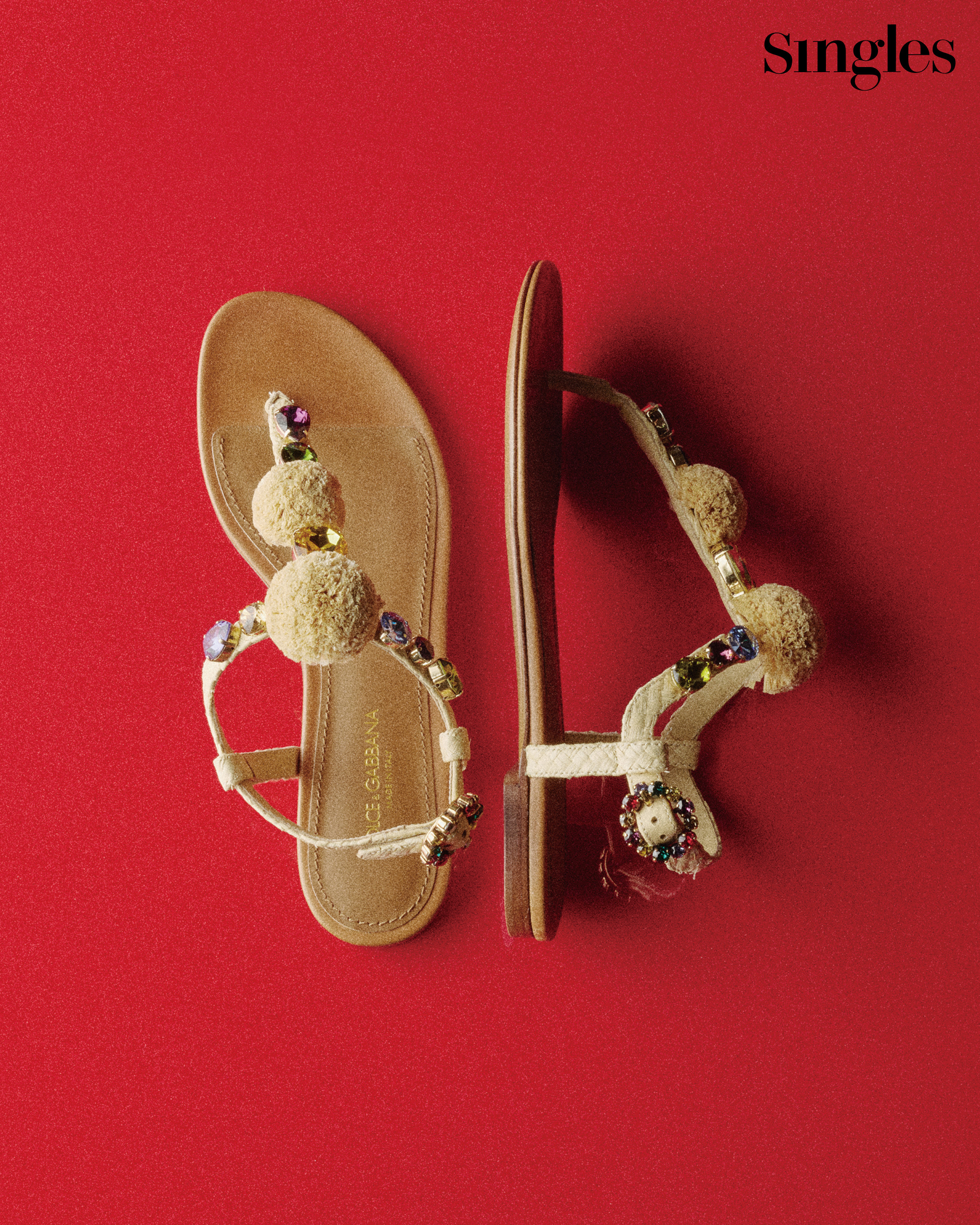 돌체앤가바나 라피아 소재 샌들