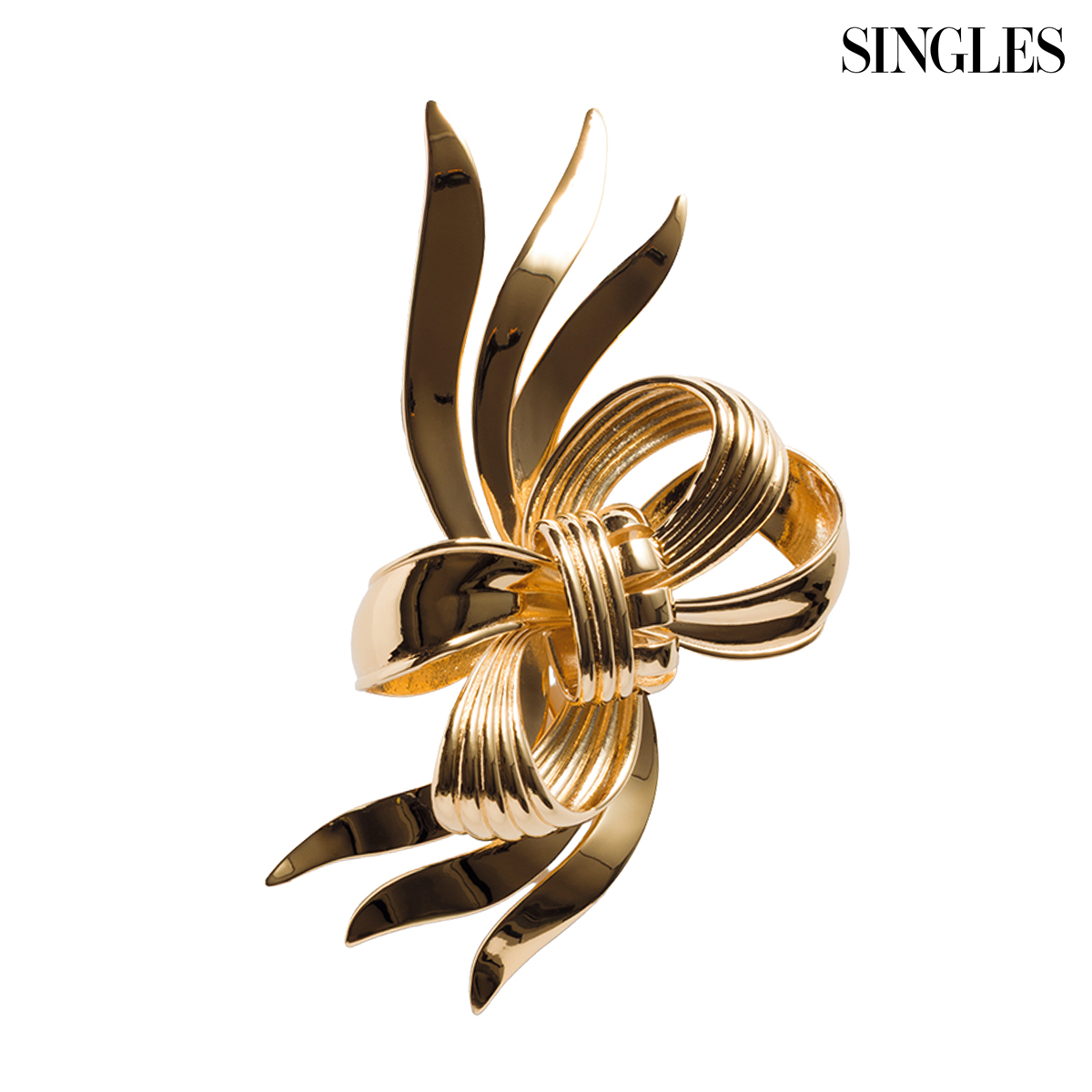 볼드한 리본 모양의 미우미우 브로치