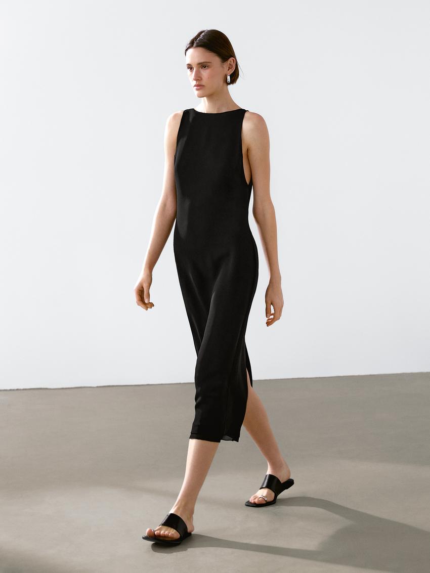 마시모뚜띠 라운드넥 미디 원피스