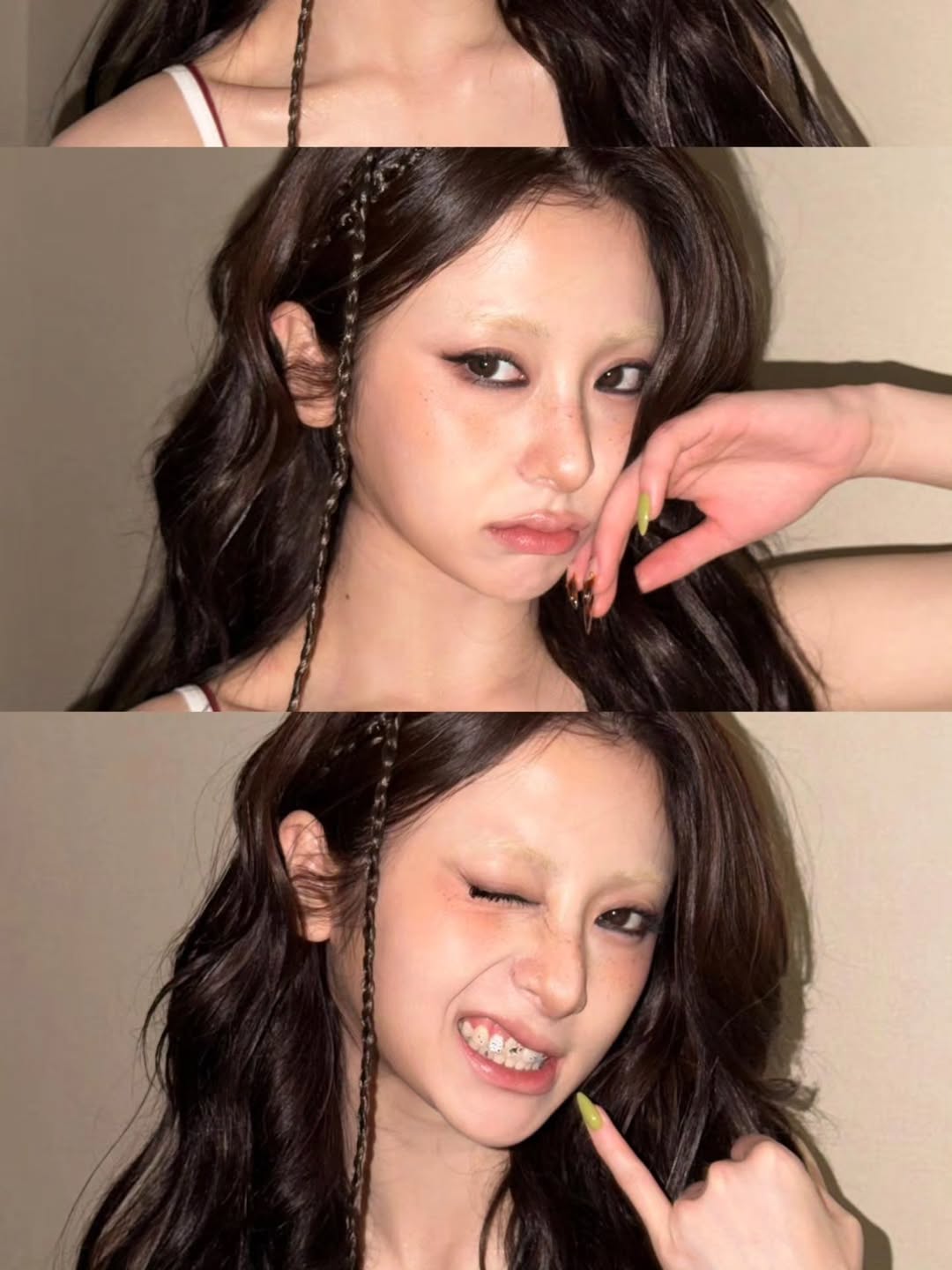 르세라핌 허윤진의 눈썹 탈색