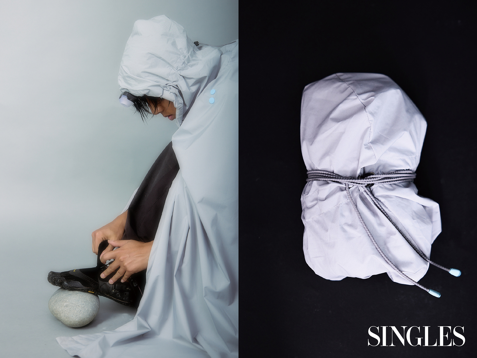 부포랩의 첫 번째 프로젝트 ‘펑거스 헌터’의 우비. 패커블 형식으로 가볍게 접고 펼 수 있다.