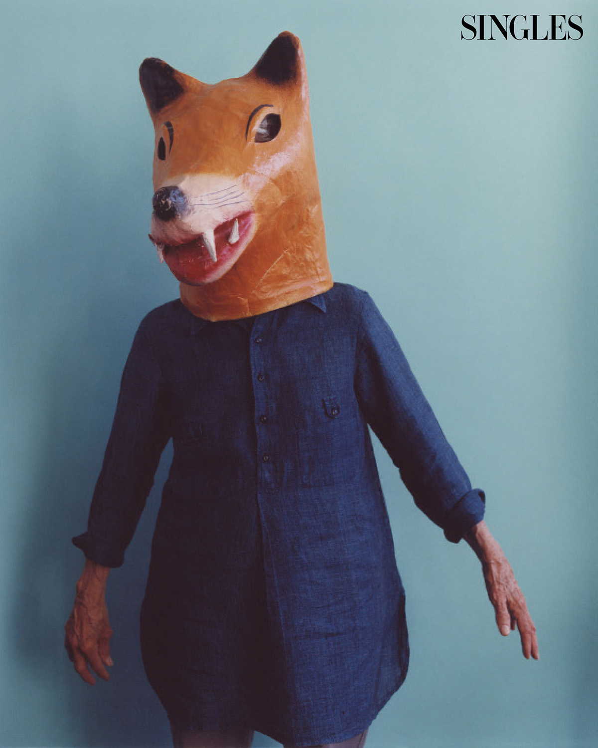 <시내, 강, 비행, 패턴 III>에 등장한 동물 가면을 쓴 작가.